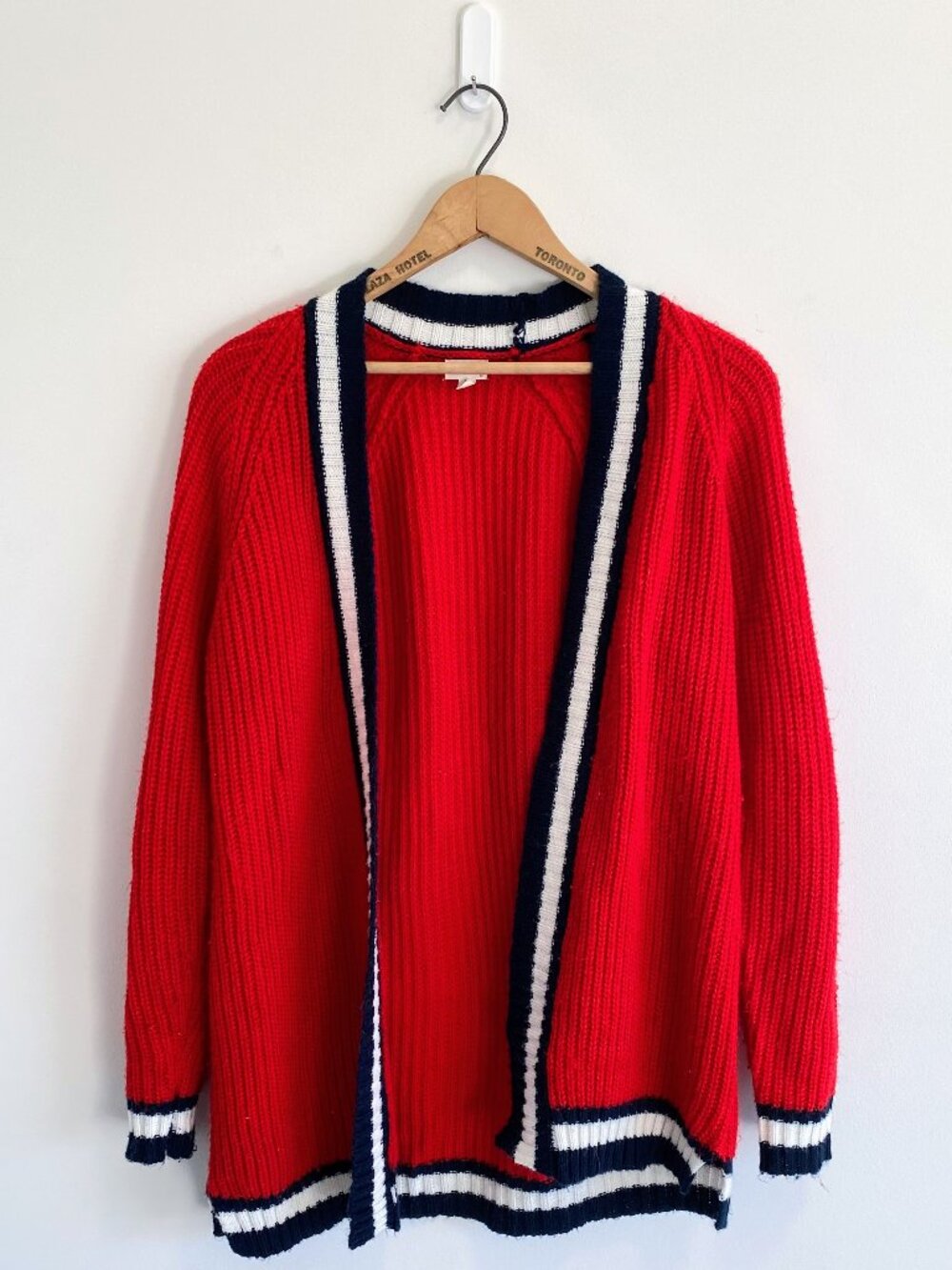 Vintage Varsity Stripe Raglan Cardigan / Y2K